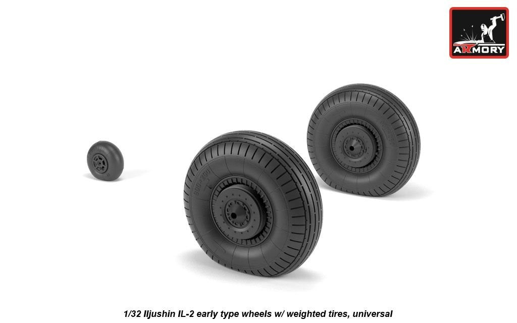 Armory Models AW32015 Iljushin IL-2 Bark early type wheels w/ weighted tyres 1/32 – zdjęcie 2