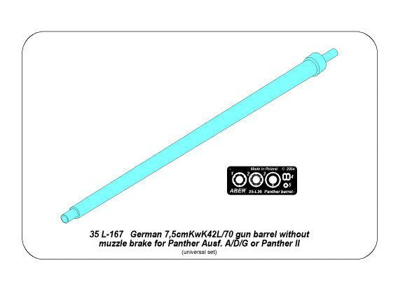 Aber 35L-167 German 7,5cmKwK42L/70 gun barrel without muzzle brake for Panther Ausf. A/D/G or Panther II 1/35 – immagine 8