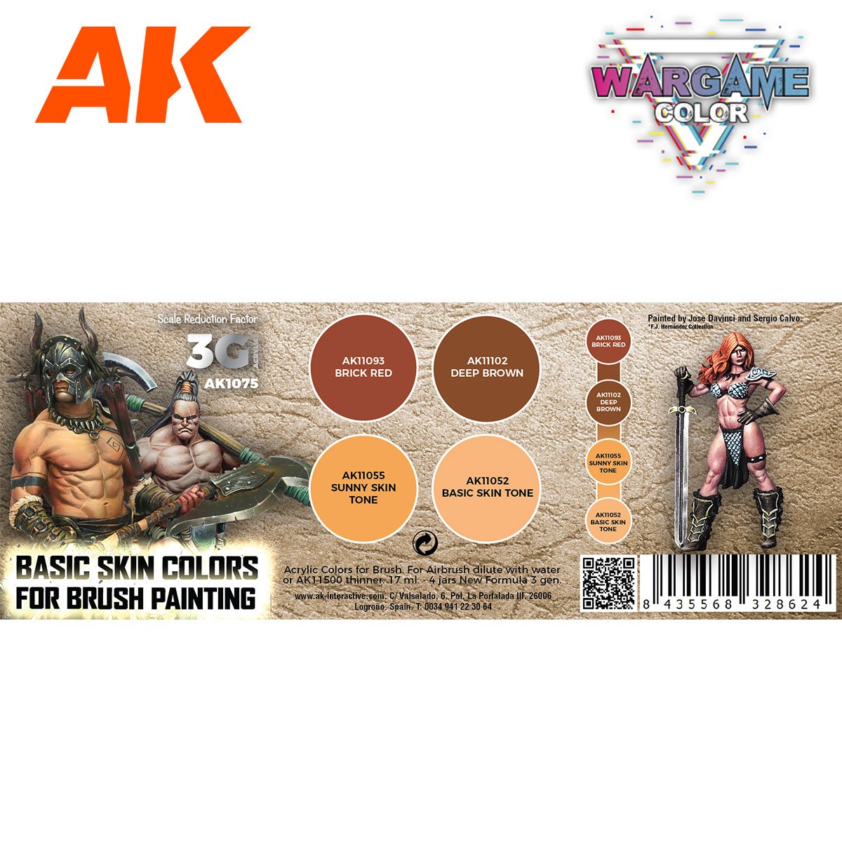 AK Interactive AK1075 WARGAME COLOR SET. BASIC SKIN COLORS. 4x17 ml – Bild 2