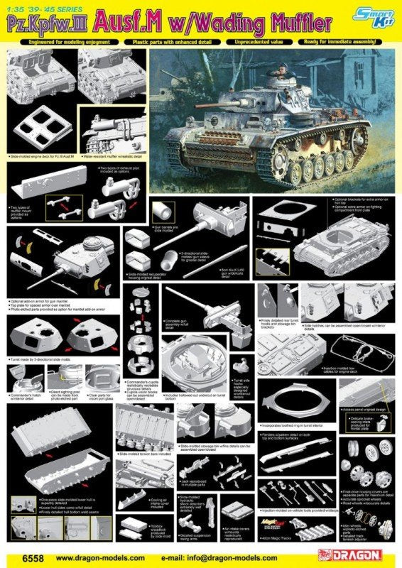 Dragon 6558 Pz.Kpfw.III Ausf.M w/Wading Muffler 1/35 – Bild 2