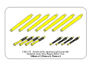 Aber 350L-75 Barrels set for Japnnese Light Cruiser like: Abukama; Isuzu; Kinu; Nagara; Natori; Yura -140mm x 7, 25mm x 4, 13mm x 4 1/350 – Bild 7