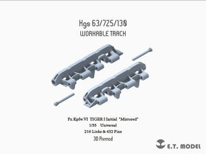 E.T. Model P35-005 WWII German TIGER I Initial Workable Track &amp;quot;Mirrored&amp;quot; (3D Printed) 1/35