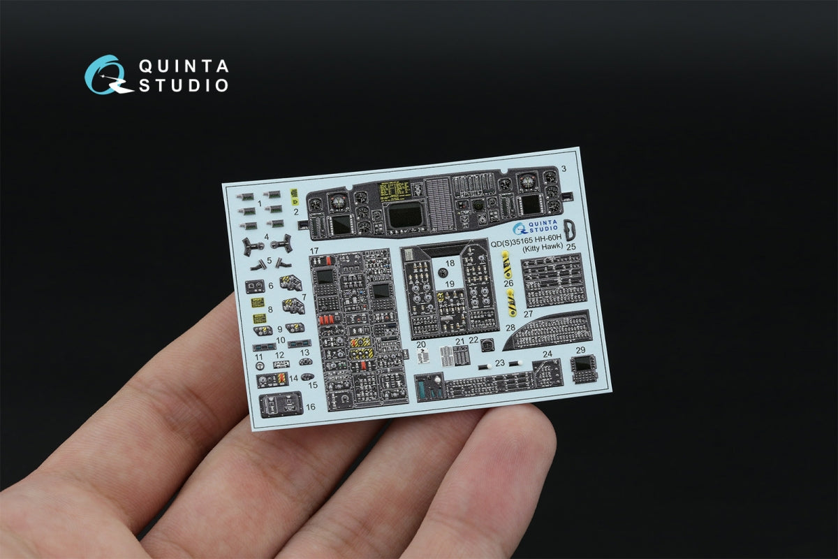 Quinta Studio QD35165 HH-60H Rescue Hawk 3D-Printed &amp; coloured Interior on decal paper (Kitty Hawk) 1/35