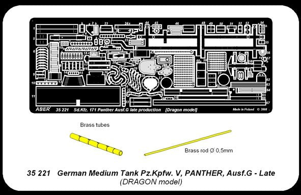 Aber 35221 German medium tank Pz.Kpfw. V, Ausf.G (Sd.Kfz. 171) Panther Ausf.G late - basic set 1/35 – immagine 5