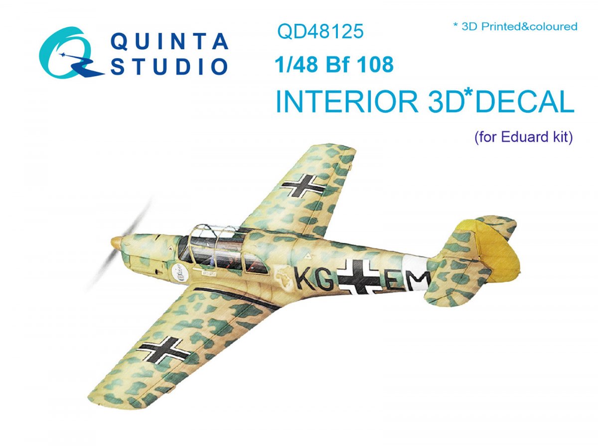 Quinta Studio QD48125 Bf108 3D-Printed &amp;amp; coloured Interior on decal paper (Eduard) 1/48