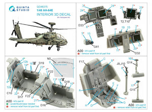 Quinta Studio QD48375 AH-64E 3D-Printed &amp;amp; coloured Interior on decal paper (Hasegawa) 1/48 – Bild 2