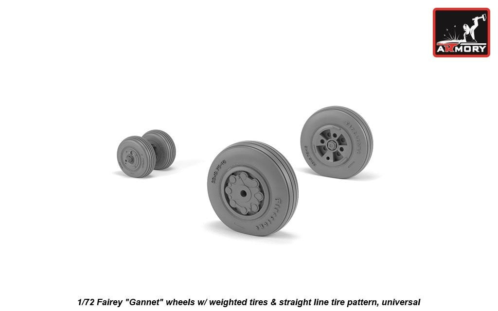 Armory Models AW72412 Fairey Gannet early type wheels w/ weighted tires of straight tire pattern 1/72 – Bild 3
