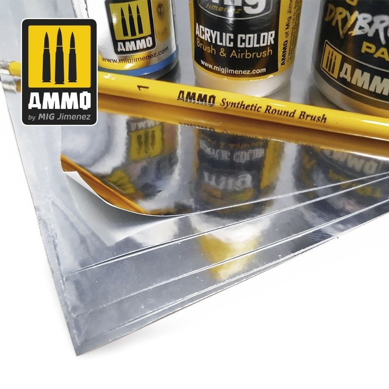 Munitions pour Mig Jimenez 8248, feuilles chromées 280x195 mm