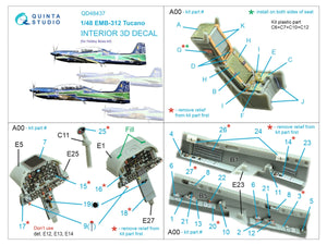 Intérieur coloré imprimé en 3D sur papier décalcomanie Quinta Studio QD48437 EMB-312 Tucano (Hobby Boss) 1/48 – image 2