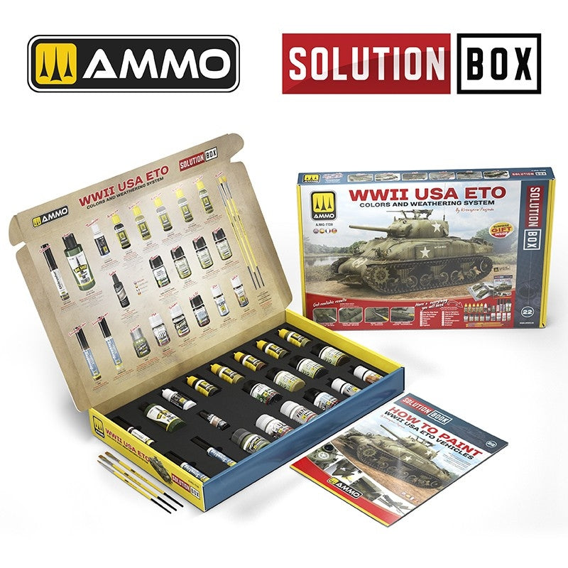 AMMO by Mig Jimenez 7728 SOLUTION BOX 22 – WWII USA ETO. Colors and Weathering System – image 2