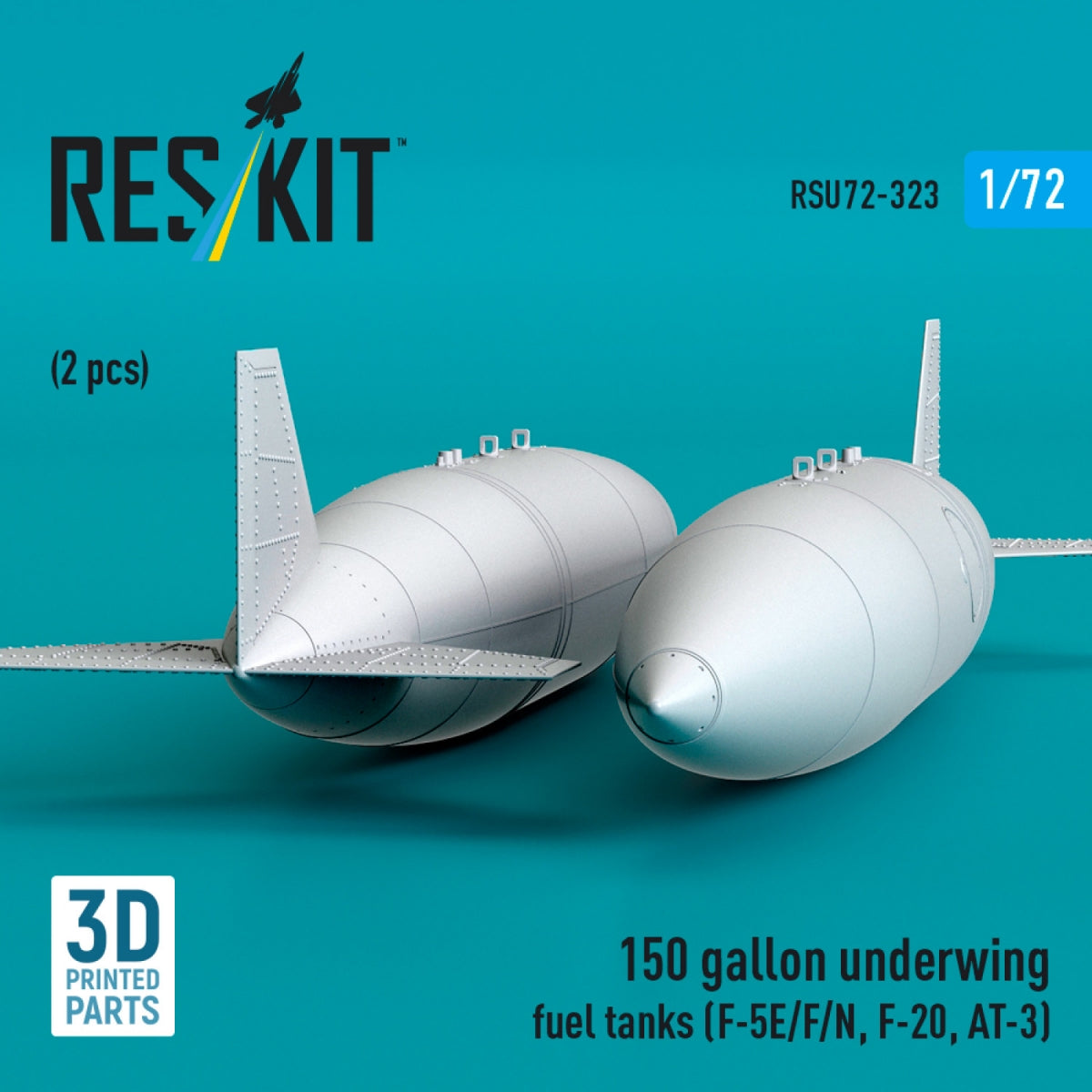 RESKIT RSU72-0323 150 gallon underwing fuel tanks (F-5E/F/N, F-20, AT-3) (2 pcs) (3D Printed) 1/72