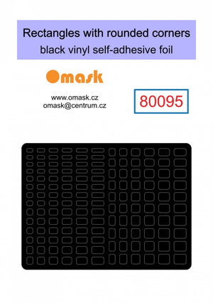Omask 80095 Rectangles with round corners 2-5mm (black Vinyl stickers)