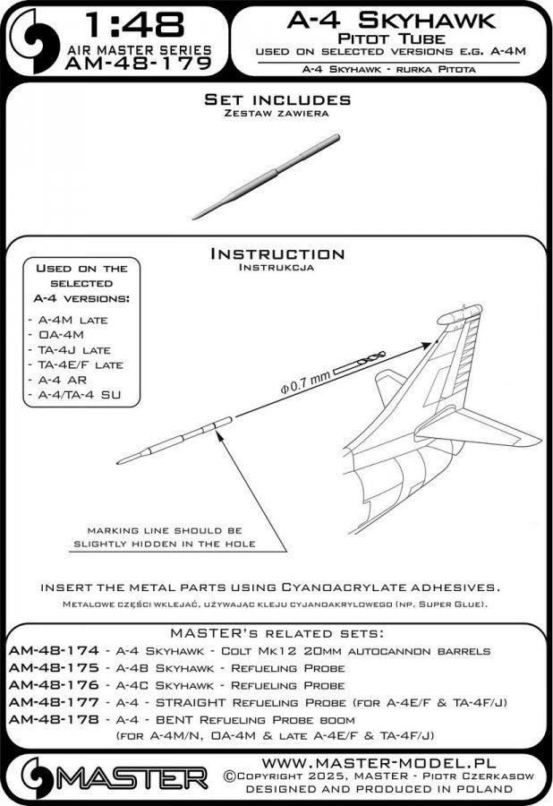 Master AM-48-179 A-4 Skyhawk - Pitot tube on vertical stabilizer (used on selected versions e.g. A-4M, OA-4M, TA-4J) 1/48 – image 4