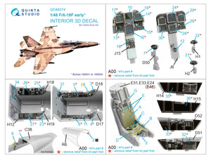Quinta Studio QD48374 F/A-18F early 3D-Printed &amp;amp; coloured Interior on decal paper (Hobby Boss) 1/48 – Bild 2