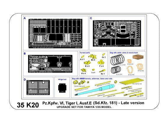 Aber 35K20 Pz.Kpfw. VI Ausf.E (Sd.Kfz.181) Tiger I – Late version 1/35 – immagine 11