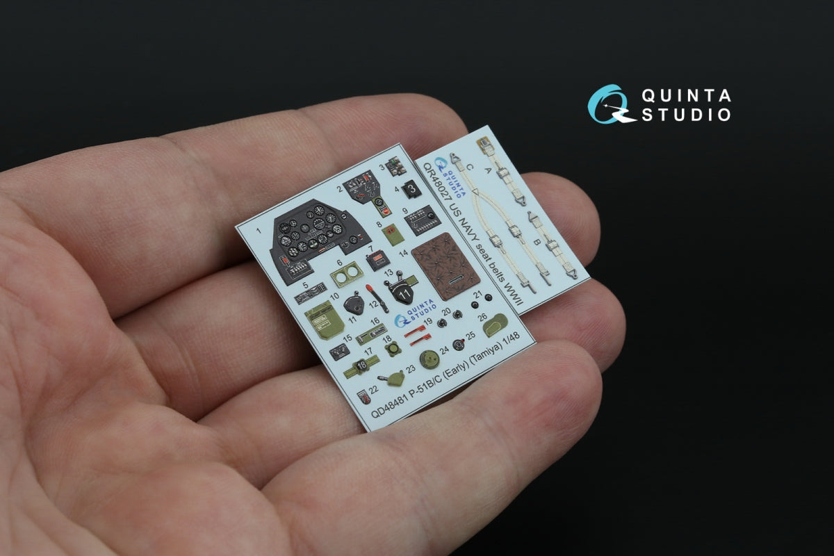 Quinta Studio QD48481 P-51B/C (Early) 3D-Printed coloured Interior on decal paper (Tamiya) 1/48 – Bild 3