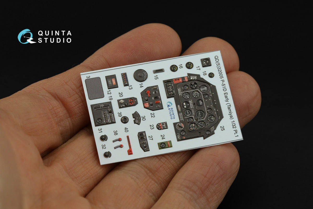 Quinta Studio QDS-32005 P-51D (Early) 3D-Printed coloured Interior on decal paper (Tamiya) (small version) 1/32 – zdjęcie 3