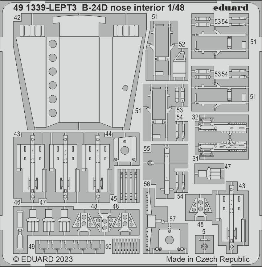 Eduard 491339 B-24D nose interior REVELL 1/48 – imagen 3