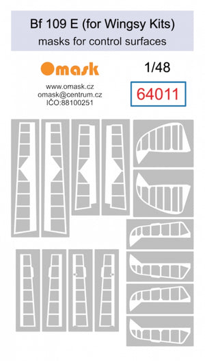 Omask 64011 Bf Bf 109 E masks for control surfaces (for Wingsy Kits) 1/48