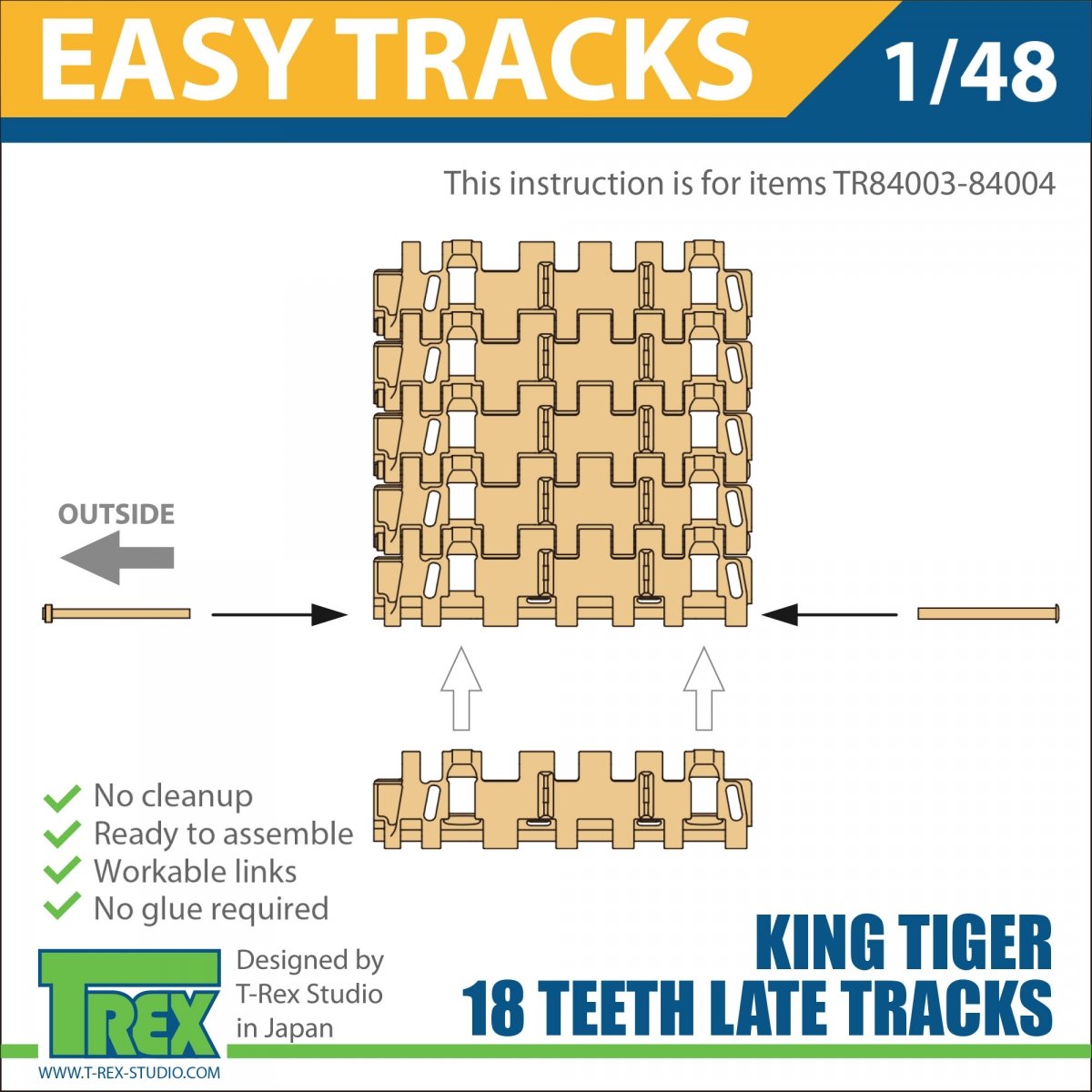 T-Rex Studio TR84004 King Tiger Late 18 Teeth Tracks Mirror Version w/Sprockets 1/48 – Bild 5