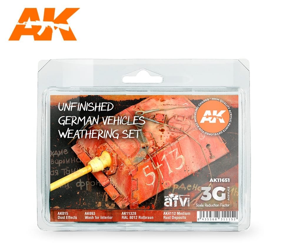 AK Interactive AK11651 KIT DE VIEILLISSEMENT POUR VÉHICULES ALLEMANDS NON FINIS 4x17 ml