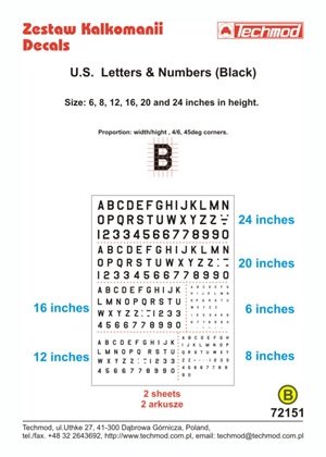 Techmod 72151 - US Letters &amp;amp; Numbers (Black) 1/72