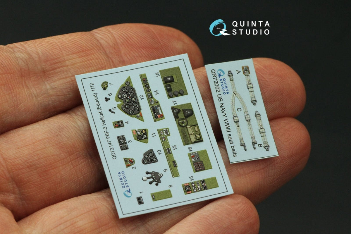 Quinta Studio QD72147 F6F-3 Hellcat 3D-Printed coloured Interior on decal paper (Eduard) 1/72 – immagine 2