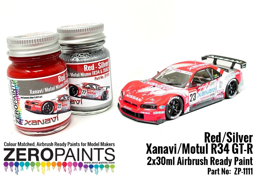 Zero Paints ZP-1111 Xanavi/Motul Nismo (R34 & 350Z) Red/Silver Paint Set 2x30ml