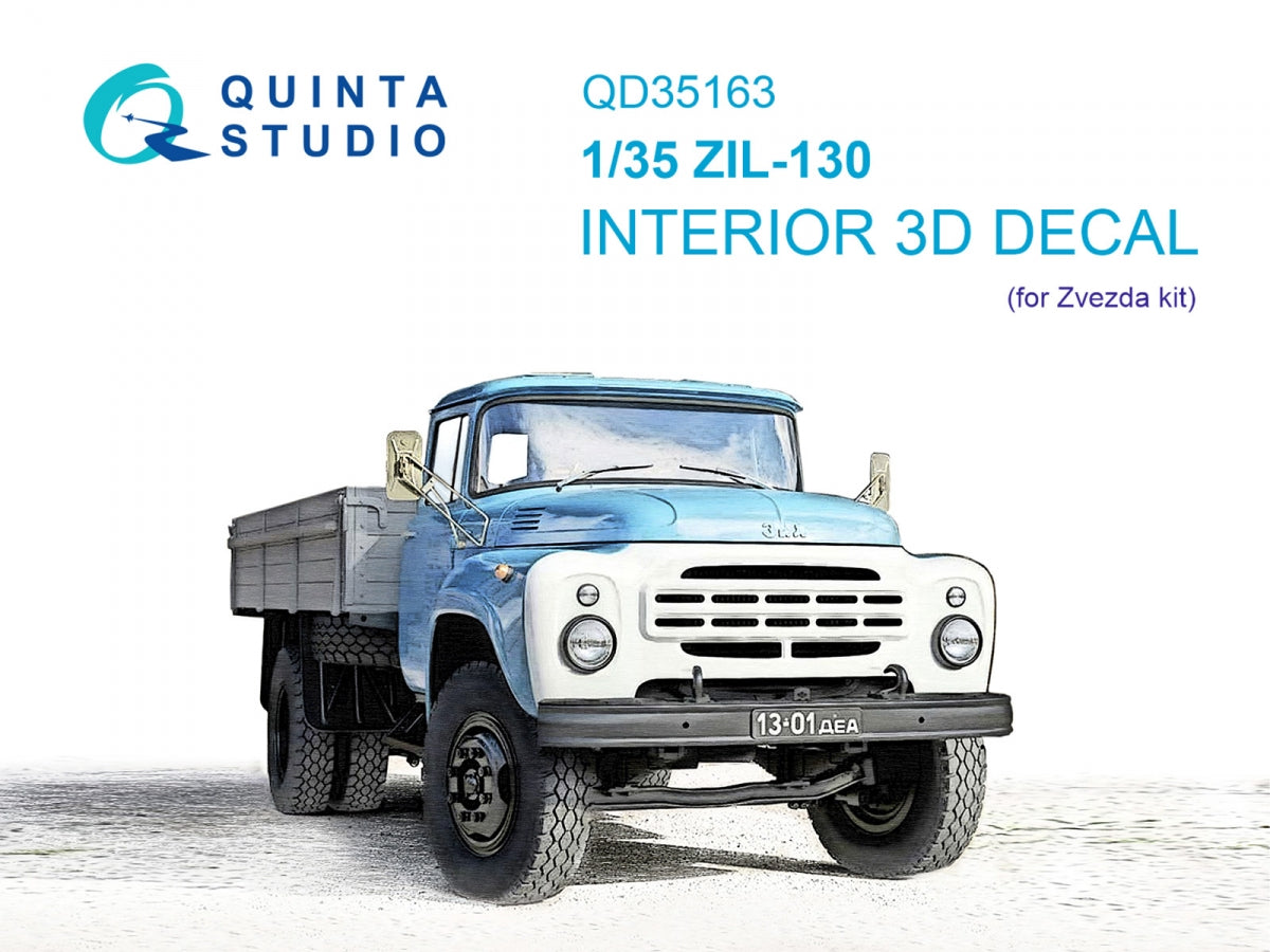 Intérieur imprimé en 3D et coloré sur papier décalcomanie (Zvezda) Quinta Studio QD35163 ZiL-130 1/35