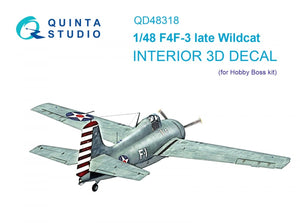 Intérieur imprimé en 3D et coloré sur papier décalcomanie Quinta Studio QD48318 F4F-3 (Hobby Boss) à l&amp;#39;échelle 1/48