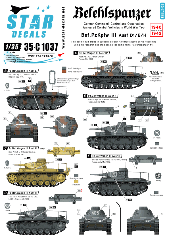 Star Decals 35-C1037 Befehlspanzer #2 1/35
