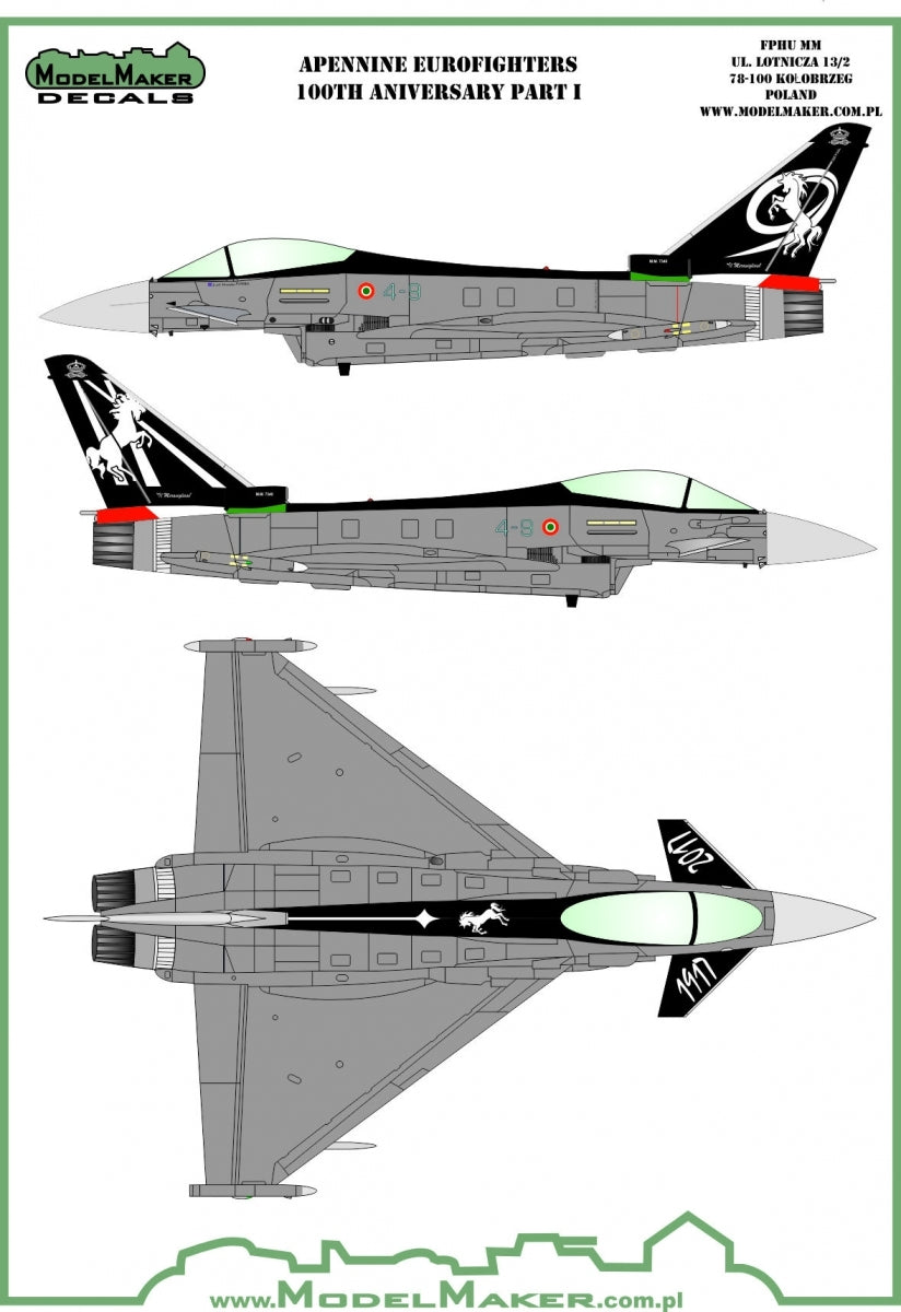 Décalcomanies ModelMaker D48141 Eurofighters des Apennins, partie I, échelle 1/48