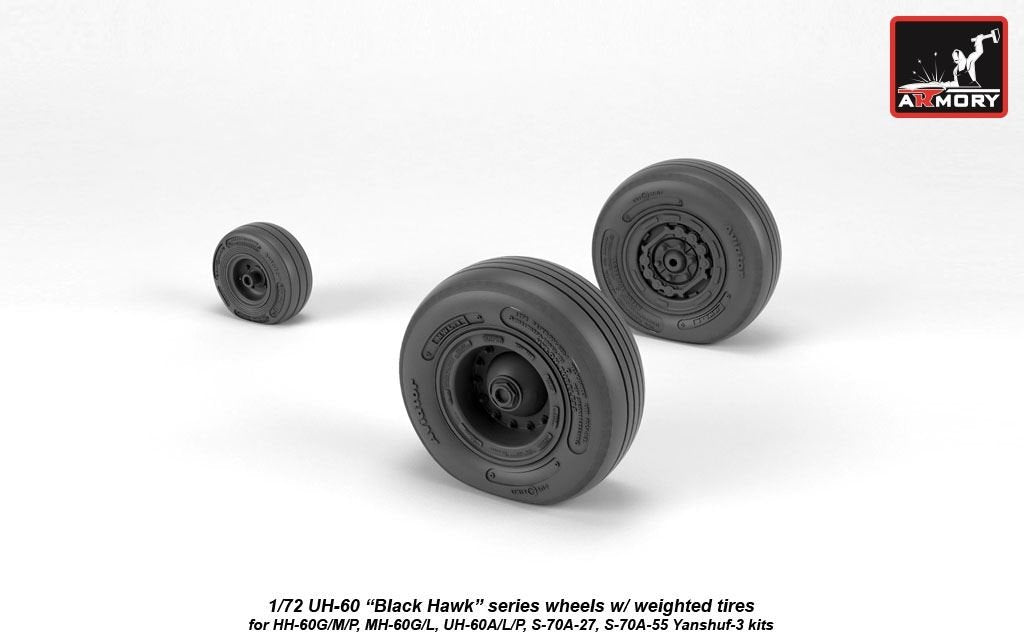 Roues Armory Models AW72334 UH-60 Black Hawk avec pneus lestés 1/72