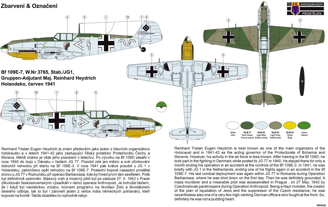 Kovozavody Prostejov CLK0007 Bf 109E-7 Reinhard Heydrich 1/72 – immagine 2