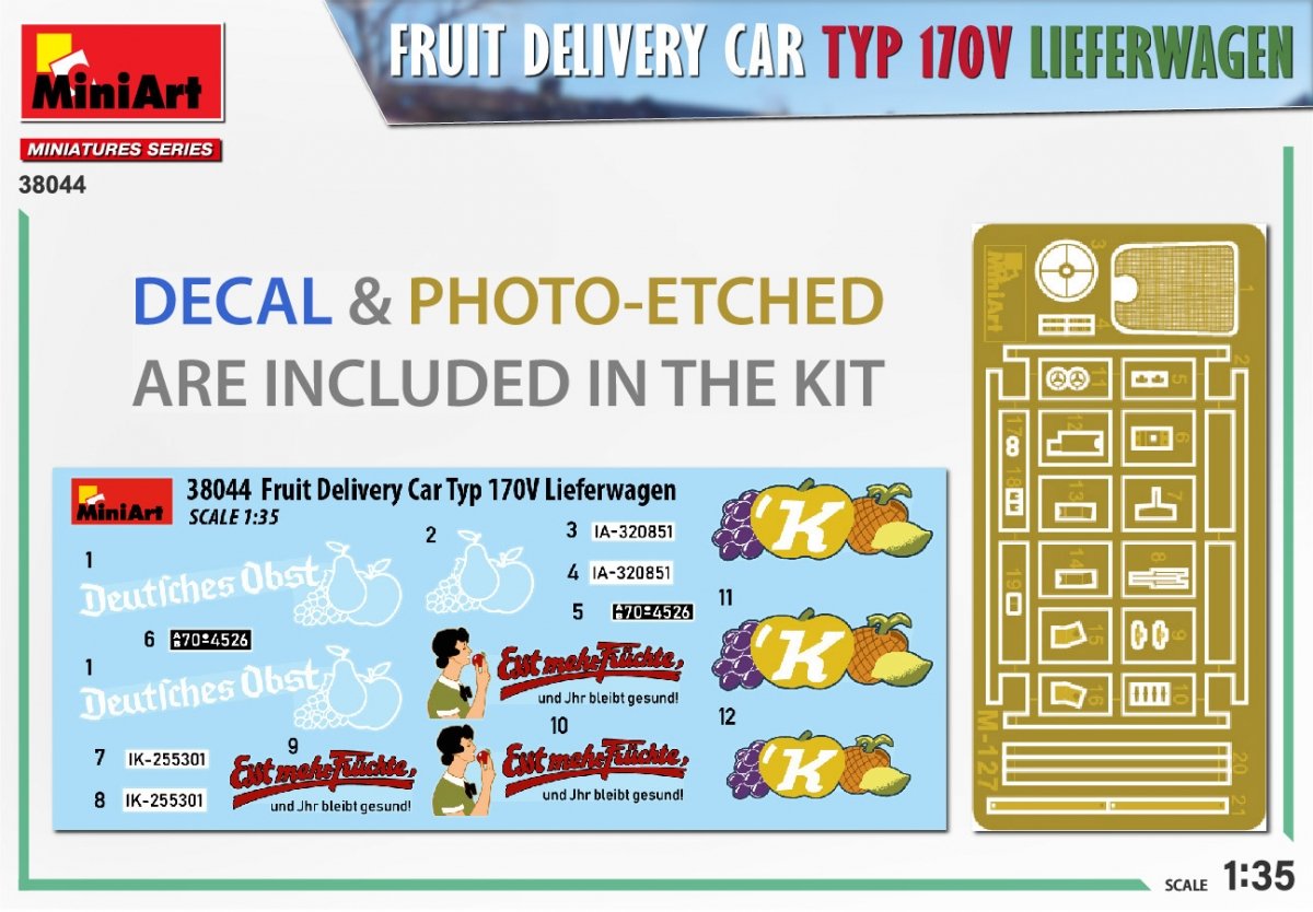 MiniArt 38044 FRUIT DELIVERY VAN TYP 170V LIEFERWAGEN 1/35 – imagen 2