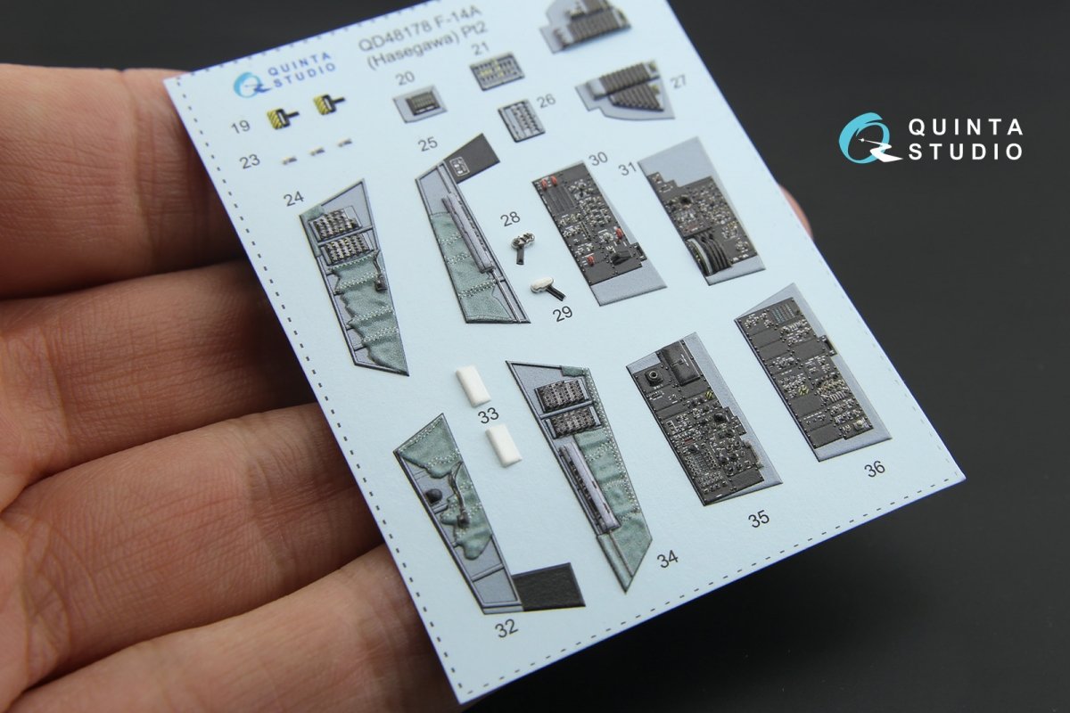 Intérieur imprimé en 3D et coloré sur papier décalcomanie Quinta Studio QD48178 F-14A (pour maquette Hasegawa) 1/48 – image 13