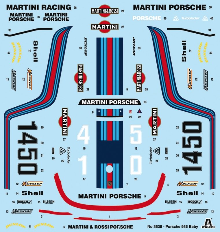 Italeri 3639 Porsche 935 “Baby” (SUPER DECALS SHEET) 1/24 – Bild 2