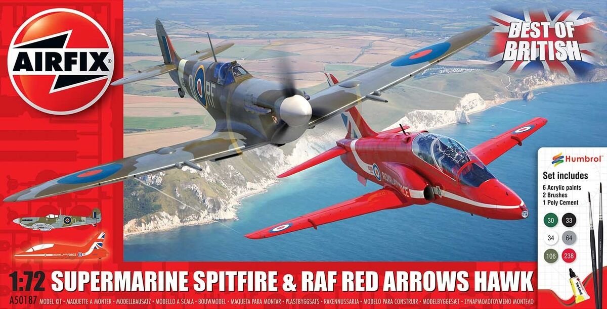 Airfix 50187 Supermarine Spitfire &amp;amp; RAF Red Arrows Hawk - Gift Set 1/72