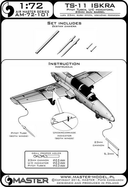 Master AM-72-101 TS-11 Iskra - Pilot Tubes and 23mm gun barrel 1/72 – Bild 3