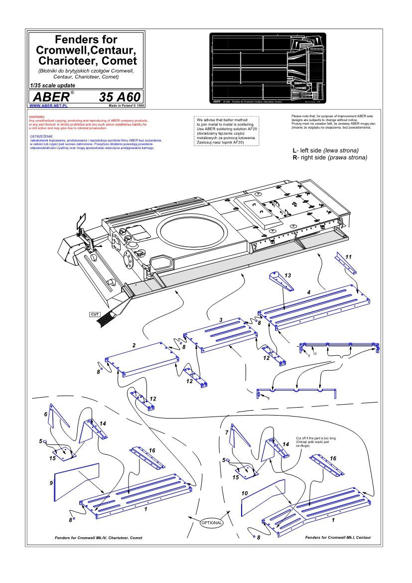 Aber 35A060 Błotniki do Cromwella, Centaura, Comet 1/35 – Bild 4
