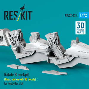 RESKIT RSU72-0235 Rafale B cockpit (Basic edition with 3D decals) for HobbyBoss kit (3D Printed) 1/72