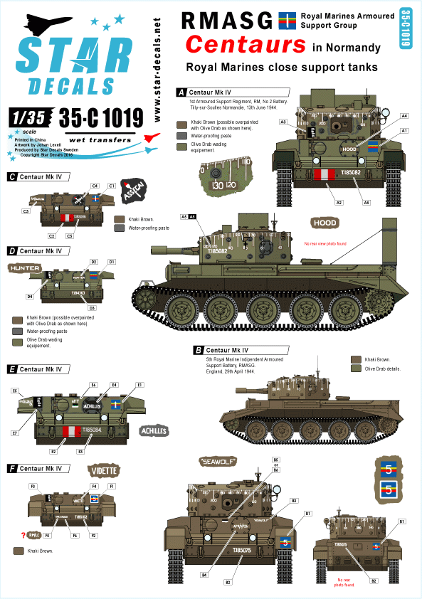 Star Decals 35-C1019 RMASG Centaures 1/35