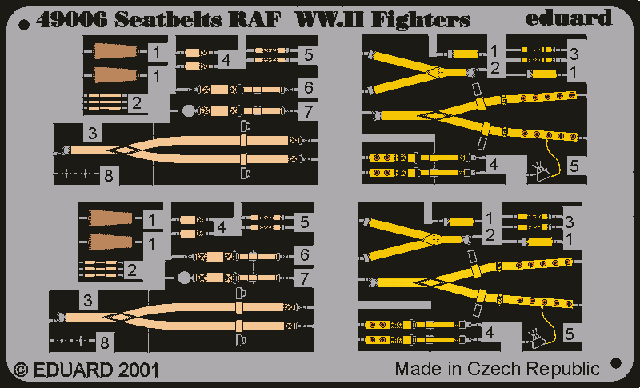 Ceintures de sécurité Eduard 49006 RAF Seconde Guerre mondiale 1/48