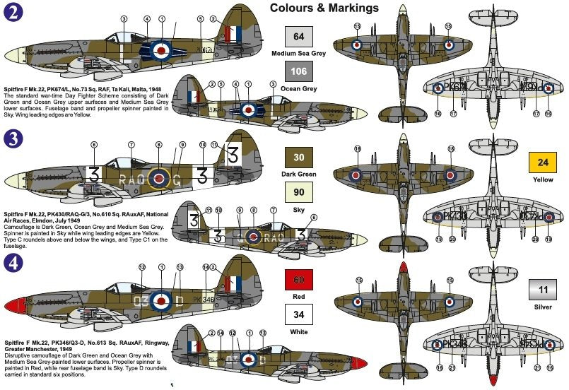 AZ Model AZ7640 British Famous Fighter Supermarine Spitfire Mk. 22 &amp;quot;post war Spitfire&amp;quot; Limited edition 500 pcs. only 1/72 – zdjęcie 2