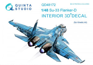 Quinta Studio QD48172 Su-33 3D-Printed &amp;amp; coloured Interior on decal paper (for Kinetic kit) 1/48