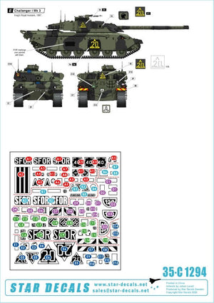 Star Decals 35-C1294 British SFOR mix. Bosnia. Challenger I Mk 3, Challenger 2, Scimitar CVR(T) and FV432 Mk 2 1/35 – Bild 2