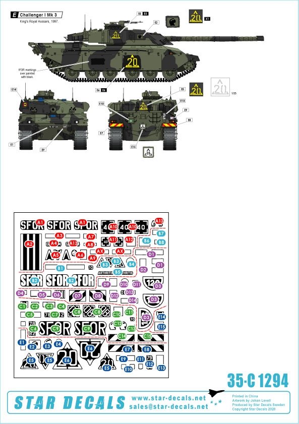 Star Decals 35-C1294 British SFOR mix. Bosnia. Challenger I Mk 3, Challenger 2, Scimitar CVR(T) and FV432 Mk 2 1/35 – Bild 2