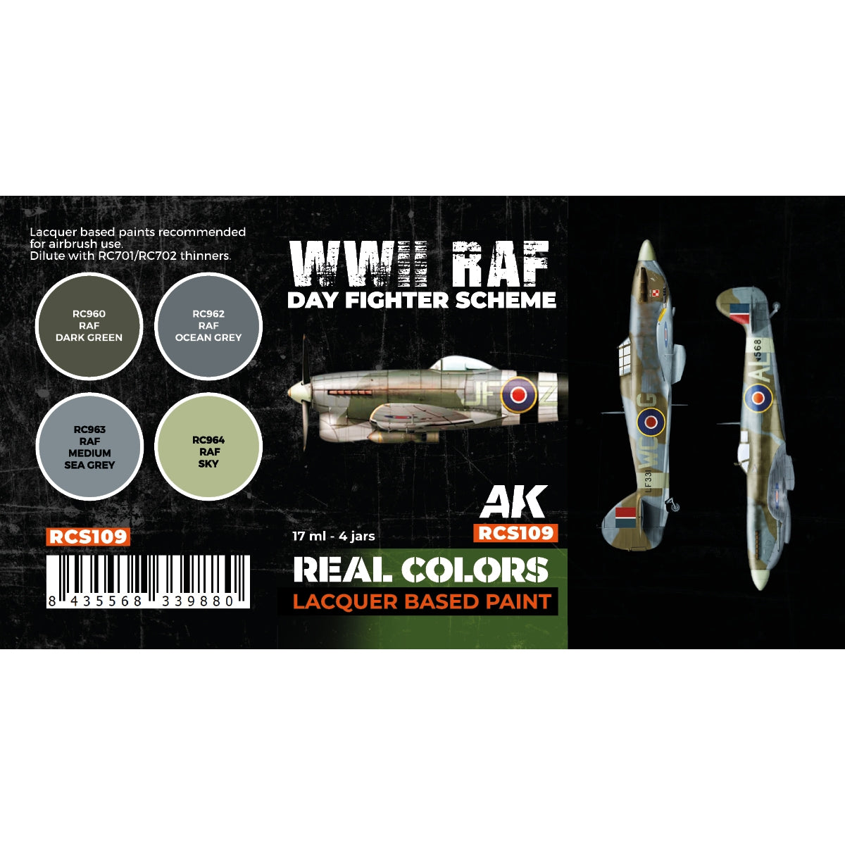 AK Interactive RCS109 WWII RAF Day Fighter Scheme 4x17ml – Bild 2