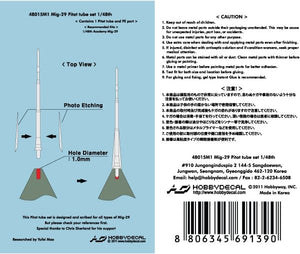 HobbyDecal MT48015V1 Mig-29 Pitot tube set 1/48 – immagine 2