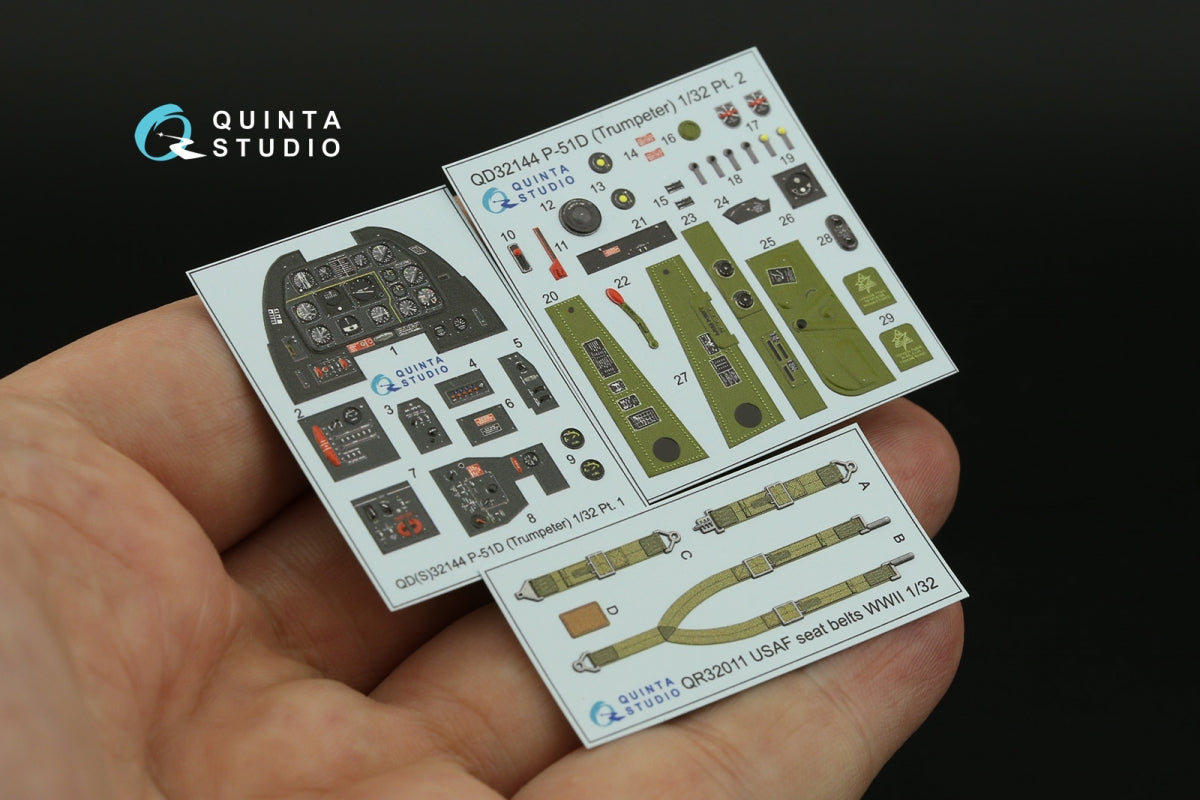 Quinta Studio QD32144 P-51D Mustang 3D-Printed &amp;amp; coloured Interior on decal paper (Trumpeter) 1/32 – imagen 3